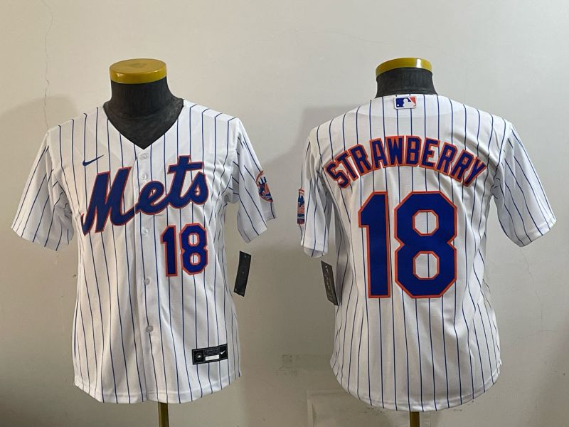 Youth 2026 New York Mets #18 Strawberry White Stripe Game Nike MLB Jersey style 02